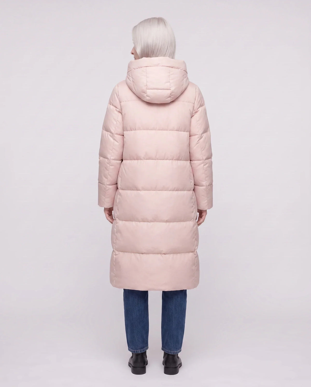 Long Flared Puffer Jacket with Water-Repellent Hood