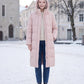 Long Flared Puffer Jacket with Water-Repellent Hood