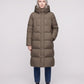 Long Flared Puffer Jacket with Water-Repellent Hood