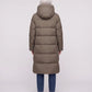 Long Flared Puffer Jacket with Water-Repellent Hood