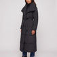Extra-Long Belted Puffer Jacket with Quilted Shawl Collar