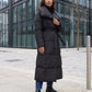 Extra-Long Belted Puffer Jacket with Quilted Shawl Collar