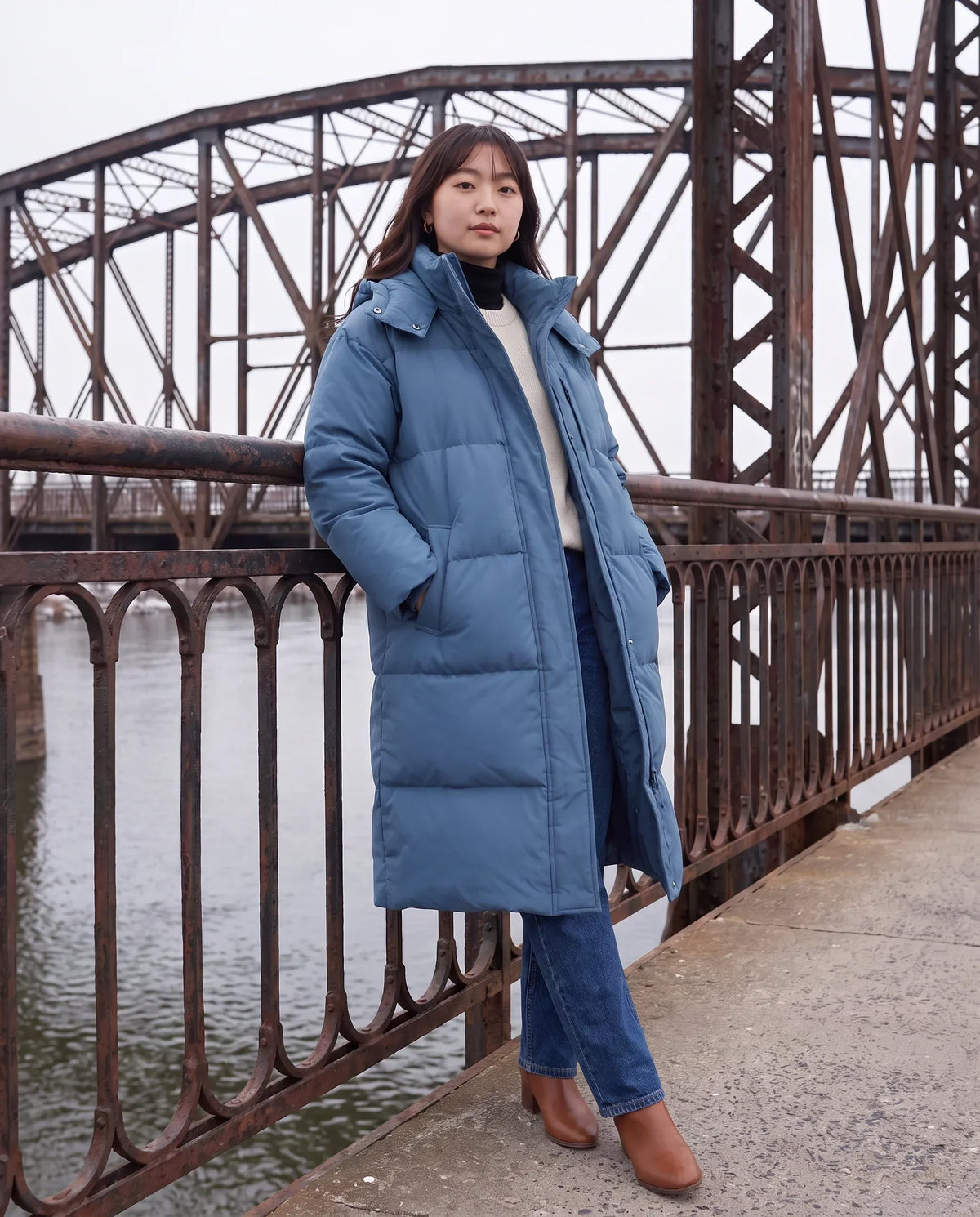 Long Oversized Hooded Puffer Jacket