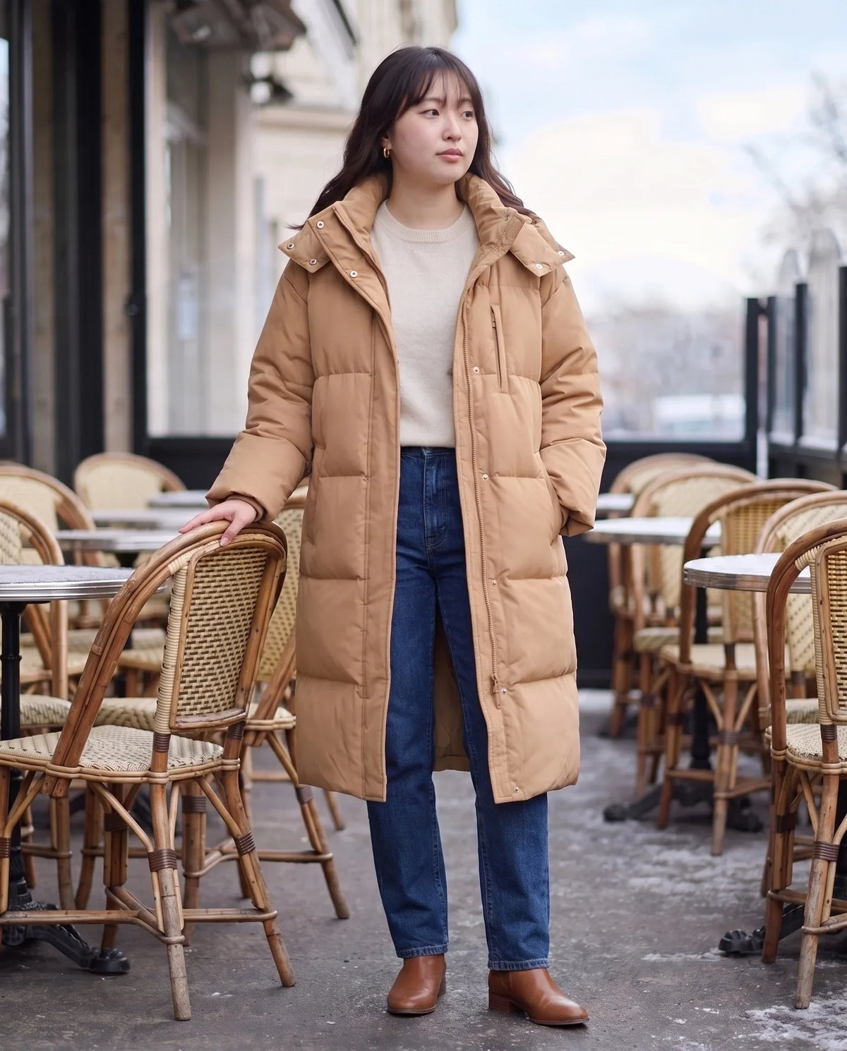 Long Oversized Hooded Puffer Jacket