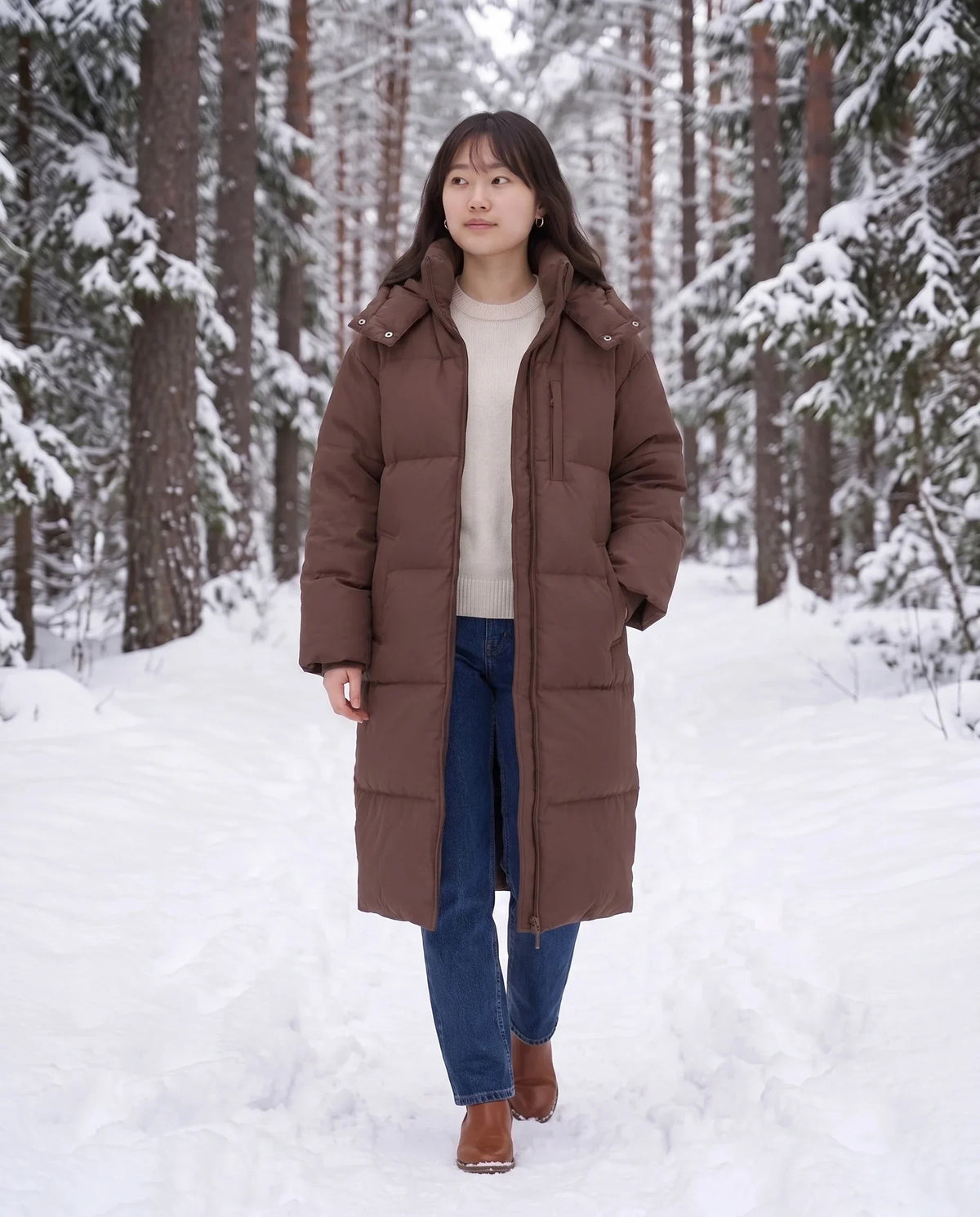 Long Oversized Hooded Puffer Jacket