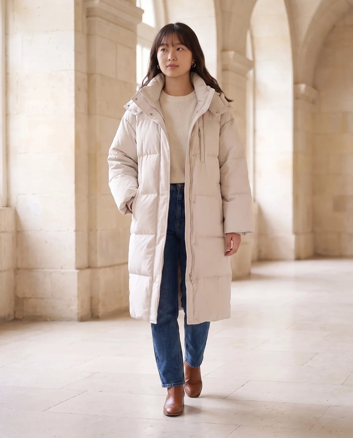 Long Oversized Hooded Puffer Jacket