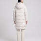 Long Oversized Hooded Puffer Jacket with Chevron Quilting