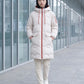 Long Oversized Hooded Puffer Jacket with Chevron Quilting
