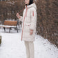 Long Oversized Hooded Puffer Jacket with Chevron Quilting