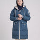 Long Oversized Hooded Puffer Jacket with Chevron Quilting