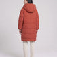 Long Oversized Hooded Puffer Jacket with Chevron Quilting
