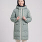 Long Oversized Hooded Puffer Jacket with Chevron Quilting