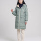 Long Oversized Hooded Puffer Jacket with Chevron Quilting
