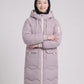 Long Oversized Hooded Puffer Jacket with Chevron Quilting