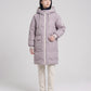 Long Oversized Hooded Puffer Jacket with Chevron Quilting