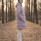 Long Oversized Hooded Puffer Jacket with Chevron Quilting