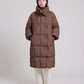 Long Oversized Puffer Jacket with Zip Hood Collar