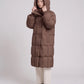 Long Oversized Puffer Jacket with Zip Hood Collar