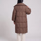Long Oversized Puffer Jacket with Zip Hood Collar