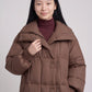 Long Oversized Puffer Jacket with Zip Hood Collar