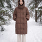 Long Oversized Puffer Jacket with Zip Hood Collar