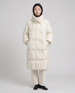 Long Oversized Puffer Jacket with Zip Hood Collar