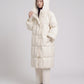 Long Oversized Puffer Jacket with Zip Hood Collar