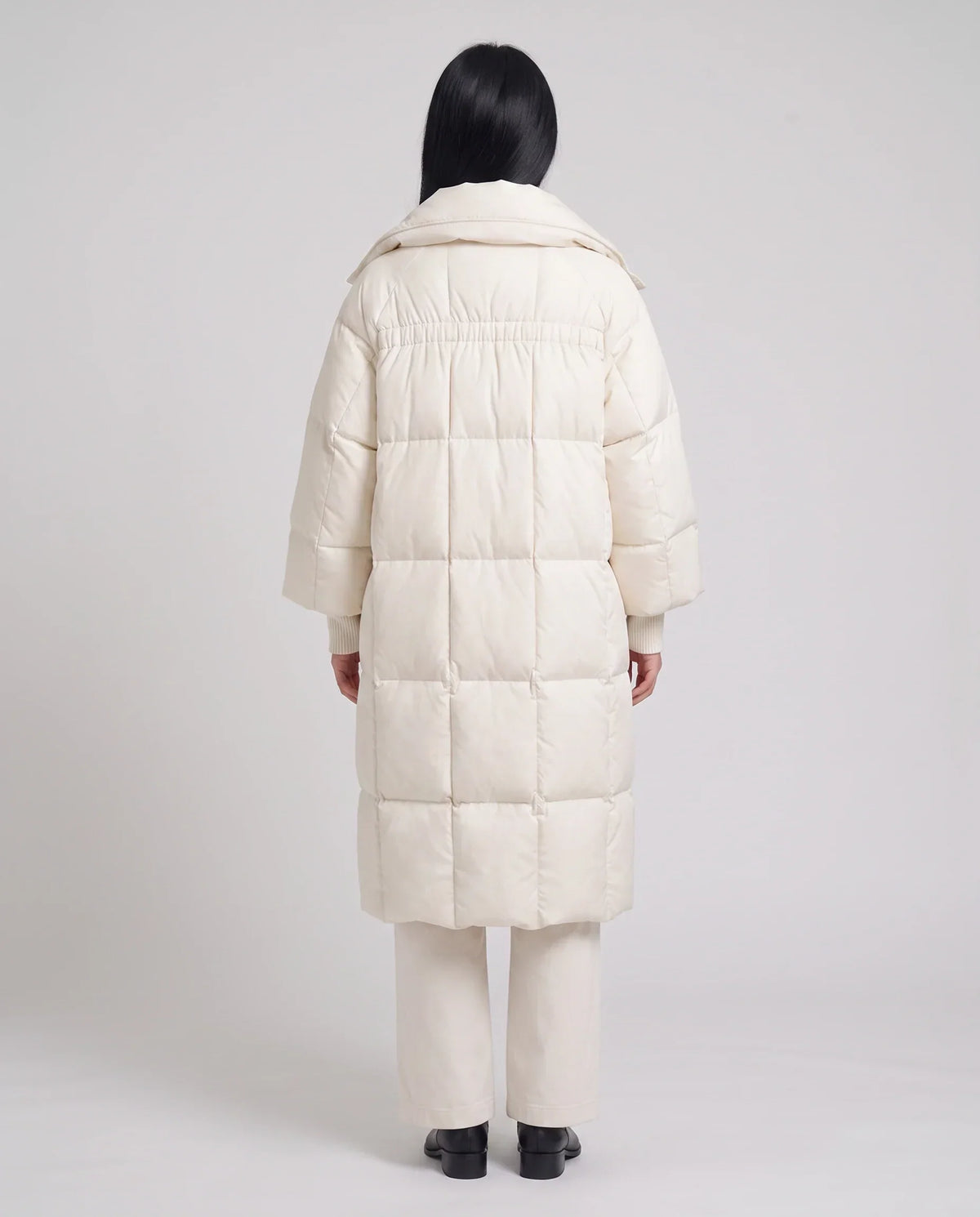 Long Oversized Puffer Jacket with Zip Hood Collar