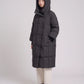 Long Oversized Puffer Jacket with Zip Hood Collar