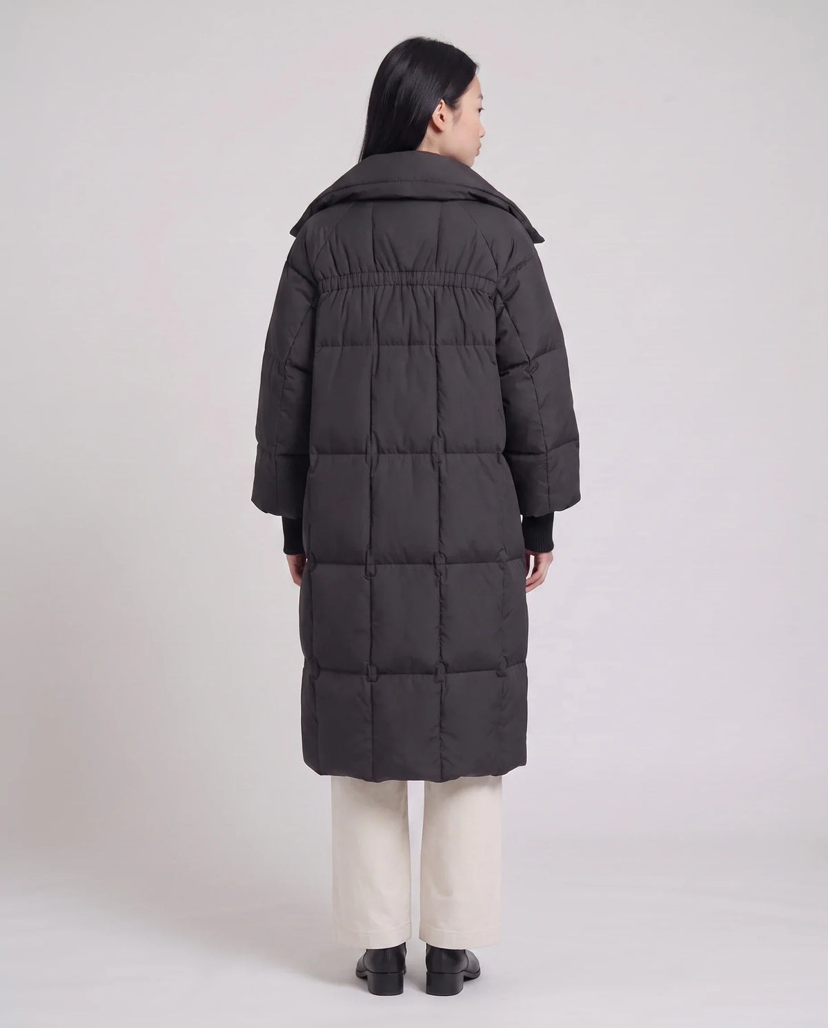 Long Oversized Puffer Jacket with Zip Hood Collar