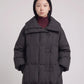 Long Oversized Puffer Jacket with Zip Hood Collar