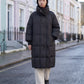 Long Oversized Puffer Jacket with Zip Hood Collar
