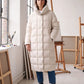 Long Oversized Puffer Jacket with Funnel Collar, No Hood