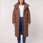Long Oversized Puffer Jacket with Funnel Collar, No Hood