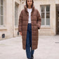 Long Oversized Puffer Jacket with Funnel Collar, No Hood