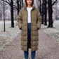 Long Oversized Puffer Jacket with Funnel Collar, No Hood