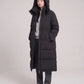 Long Oversized Puffer Jacket with Funnel Collar and Hood