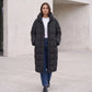 Long Oversized Puffer Jacket with Funnel Collar, No Hood