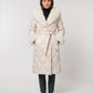 Long Wrap Puffer Jacket with Faux Fur Hood