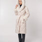 Long Wrap Puffer Jacket with Faux Fur Hood