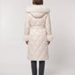 Long Wrap Puffer Jacket with Faux Fur Hood