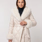 Long Wrap Puffer Jacket with Faux Fur Hood