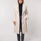 Long Wrap Puffer Jacket with Faux Fur Hood