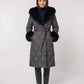 Long Wrap Puffer Jacket with Faux Fur Hood