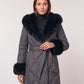 Long Wrap Puffer Jacket with Faux Fur Hood