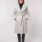Long Wrap Puffer Jacket with Faux Fur Hood