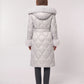 Long Wrap Puffer Jacket with Faux Fur Hood