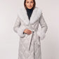 Long Wrap Puffer Jacket with Faux Fur Hood