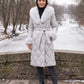 Long Wrap Puffer Jacket with Faux Fur Hood