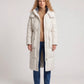 Long Hooded Puffer Jacket with Elasticated Waist